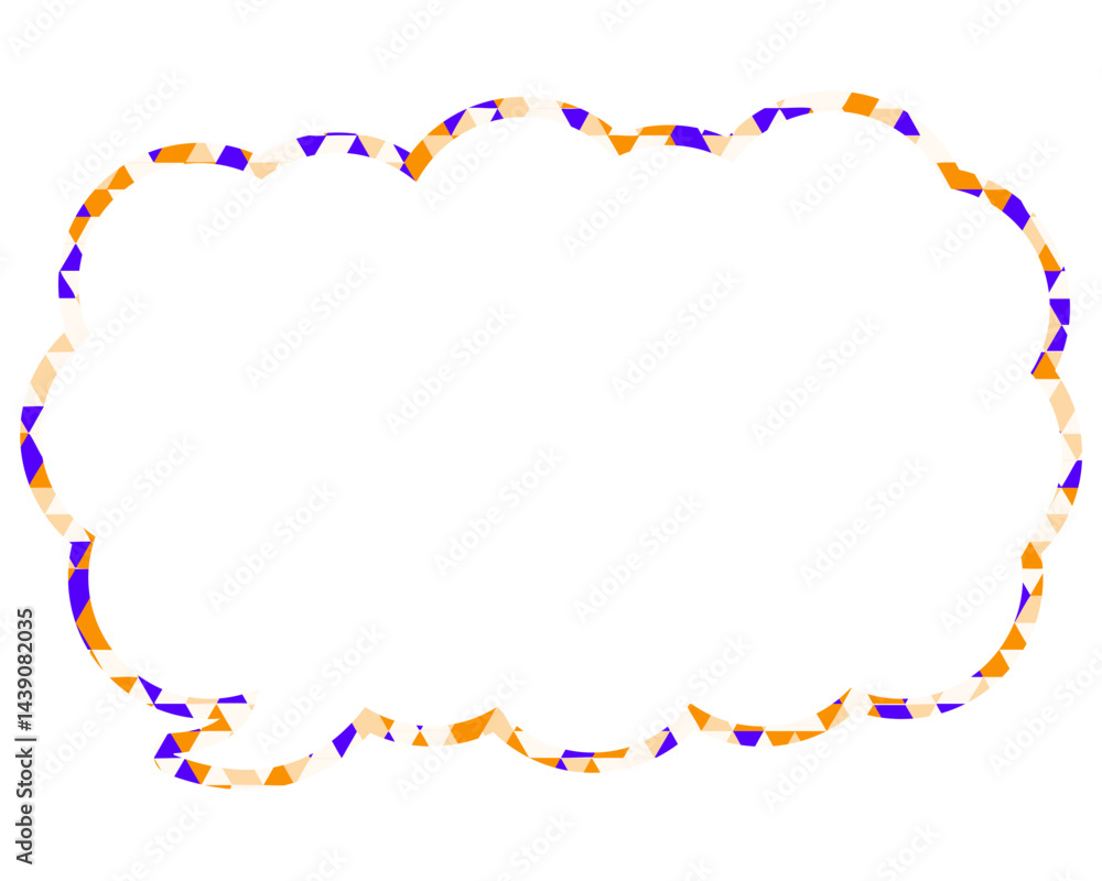 Fototapeta premium ステンドグラス風吹き出し 三角形模様 細長い雲形