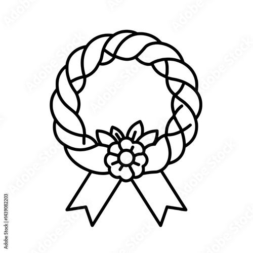 Wreath adorned with flowers and ribbons for Ivan Kupala Day  