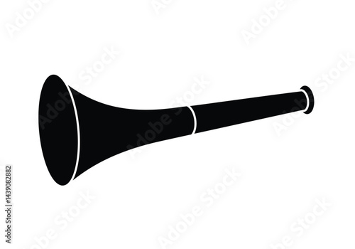 Cheer Horn Silhouette. This image shows a black silhouette of a cheer horn, also referred to as a megaphone or bullhorn, used to amplify sound at events. Vector clipart illustration design.