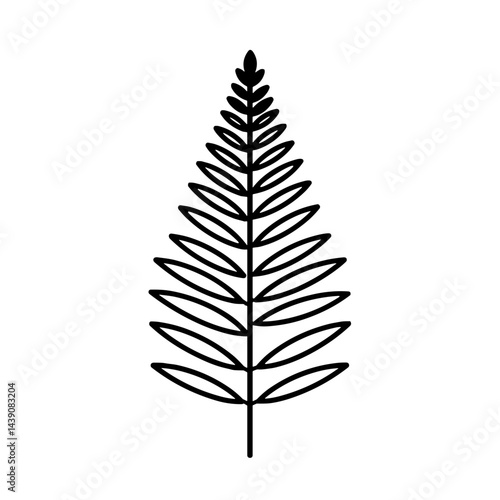 Black Thorny Fern Leaf Illustration for Ivan Kupala Day  