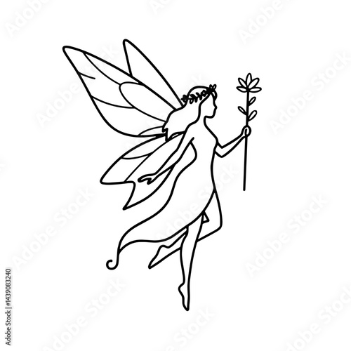 Fairy with a flower wand celebrating Ivan Kupala Day  