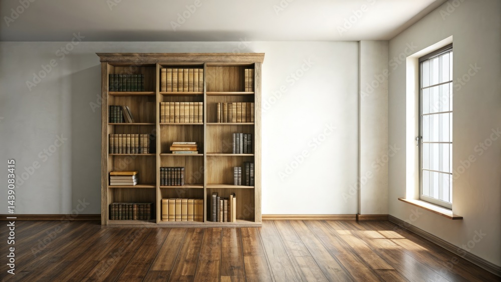 Fototapeta premium Tilt-Shift Miniature Empty Old Room Bookcase - Vintage Interior Photography
