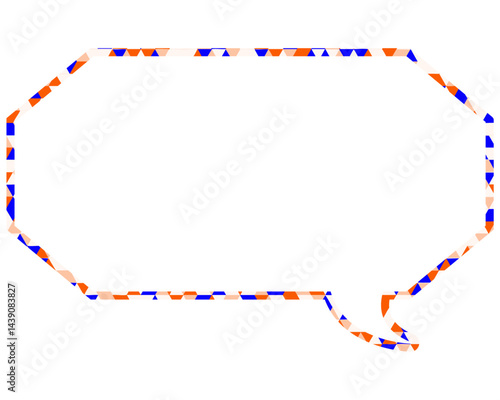 ステンドグラス風吹き出し　三角形模様　細長い八角形