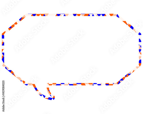 ステンドグラス風吹き出し　三角形模様　細長い八角形