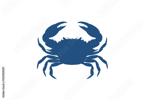 Blue Crab Silhouette. This image shows a black silhouette of a blue crab, also referred to as a crab outline or crustacean shape. Vector clipart illustration design.