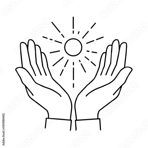 Hands holding the sun illustration for Ivan Kupala Day  