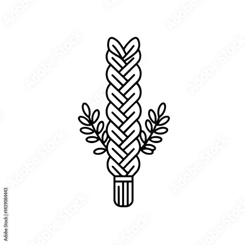 Ivan Kupala Day - braided herbs with leaves in a minimalist style  