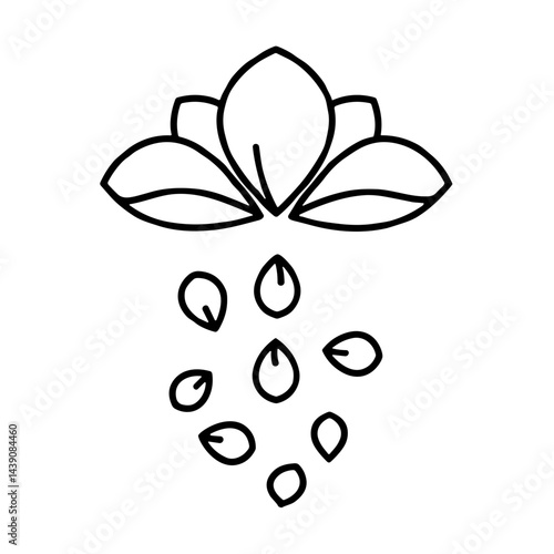 Flower with Leaves and Seeds Illustrating Ivan Kupala Day  