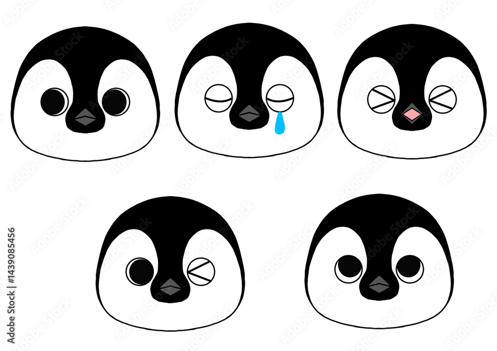 Obraz premium Emperor penguin baby 5-pattern expression set