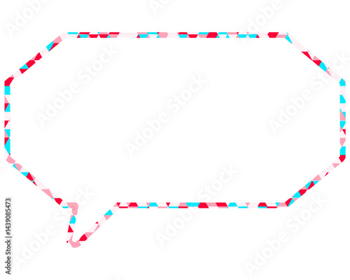 ステンドグラス風吹き出し　三角形模様　細長い八角形