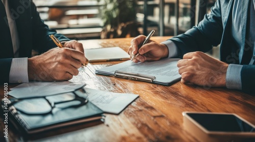 Business partners signing documents