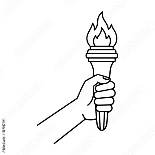 Hand holding a flaming torch for Ivan Kupala Day celebration  