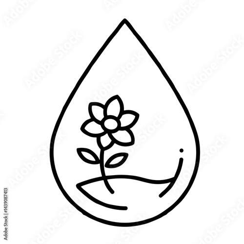 Flower in Water Drop Design for Ivan Kupala Day  