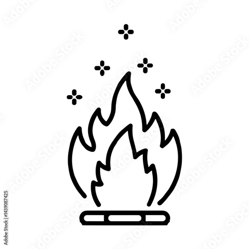 Ivan Kupala Day bonfire with flowers in minimalist style  