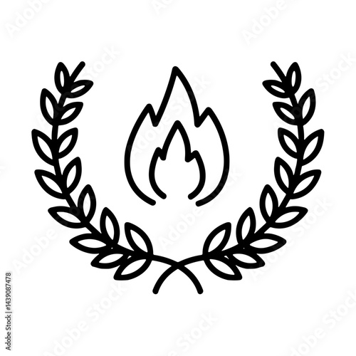 Flame surrounded by laurel wreath symbolizing Ivan Kupala Day  