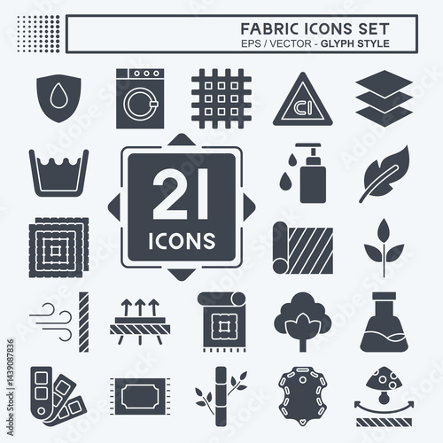 Icon Set Fabric. related to Education symbol. glyph style. design editable