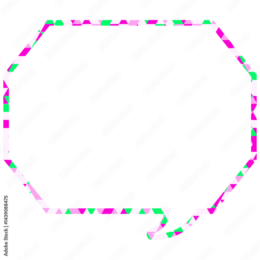 Naklejka premium ステンドグラス風吹き出し 三角形模様 角のある八角形