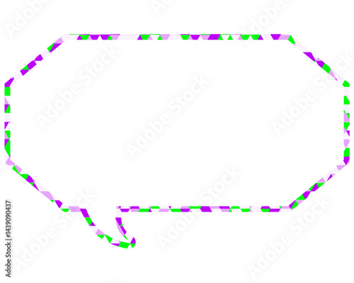 ステンドグラス風吹き出し　三角形模様　細長い八角形