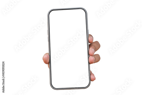 Close up of woman hand holding modern smart phone mockup. Clipping path, shot Modern smart.