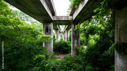 Wallpaper Mural Overgrown concrete bridge in lush green landscape nature photography Torontodigital.ca
