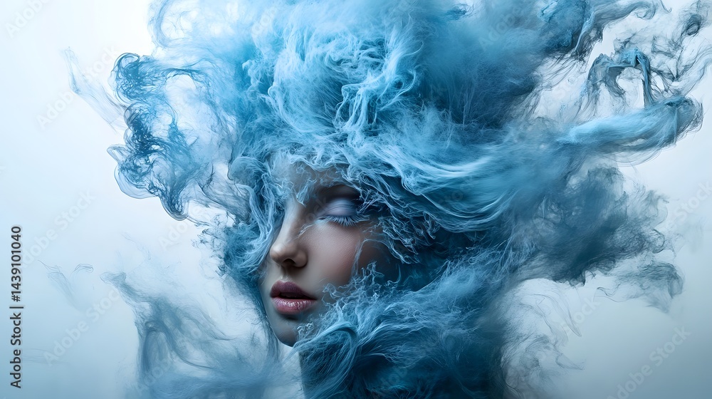 Surrealist hair transformation artwork digital art studio ethereal vision Surrealist hair transformation artwork digital art studio ethereal vision