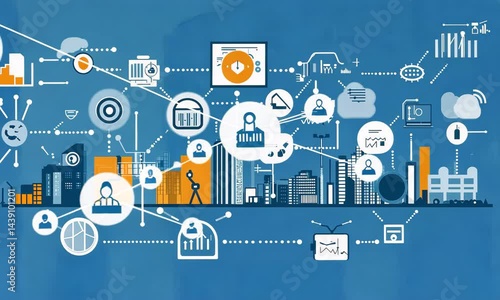 Wallpaper Mural Digital representation of urban technology and data visualization in a modern cityscape Torontodigital.ca