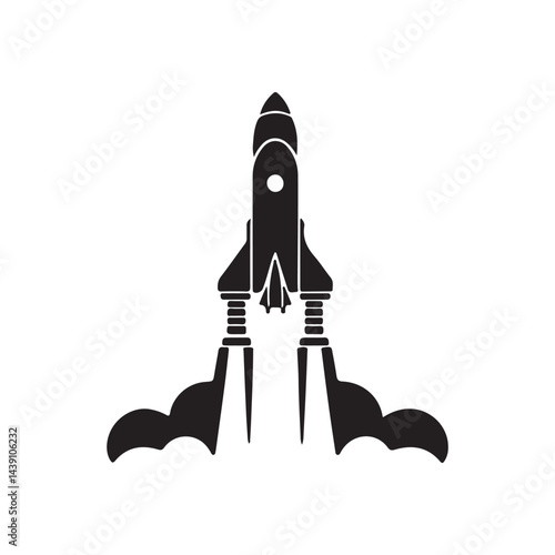 Rocket Launch Vector Icon with Smoke Trail