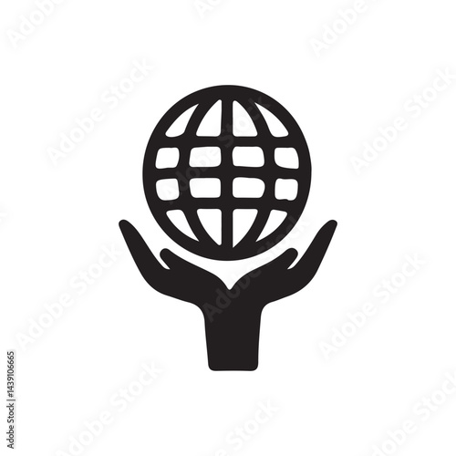Hands Holding Globe Icon for Earth Care Concept