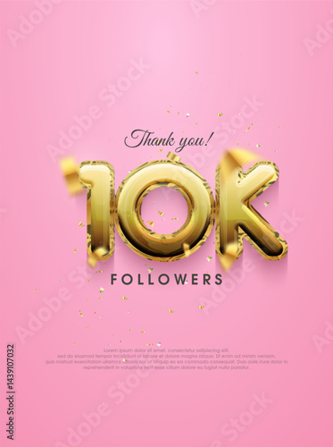 10K followers design, with luxury gold numbers for greetings on social media posts.