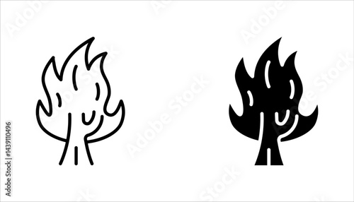 wildfire icons set in thin line style, forest fire icon set vector illustration on white background