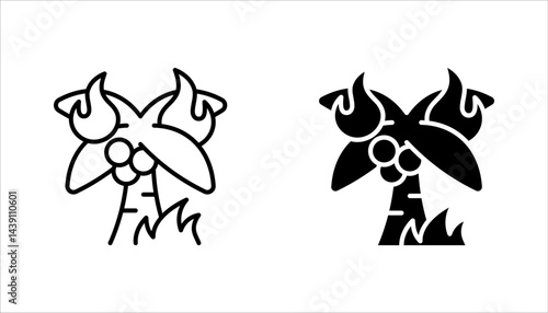 wildfire icons set in thin line style, forest fire icon set vector illustration on white background