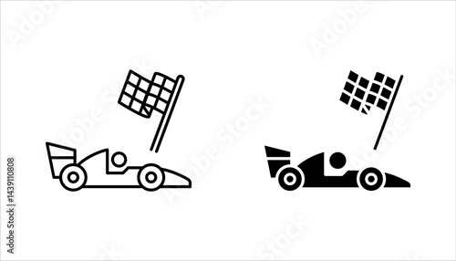 racing linear icon set. Highest class auto racing. finish vector illustration on white background