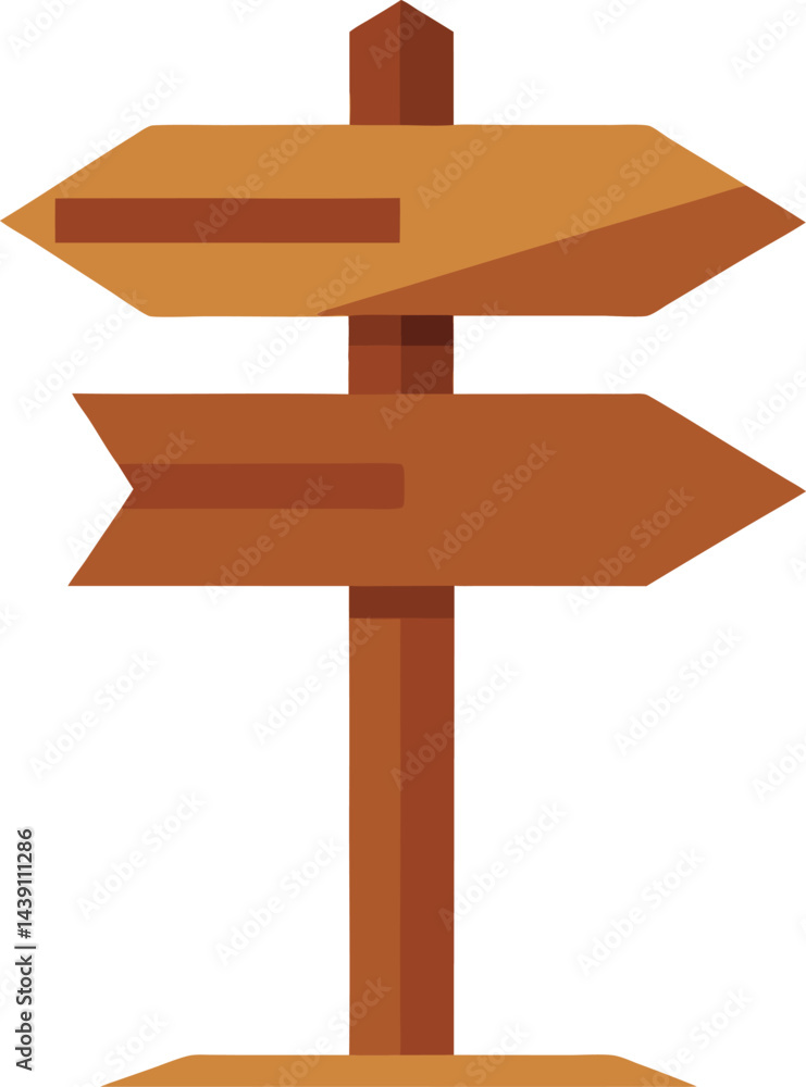 Wooden Arrow Sign Board Vector Illustration Rustic Pathfinding Directional Sign for Outdoor Design Wooden Arrow Sign Board Vector Illustration Rustic Pathfinding Directional Sign for Outdoor Design