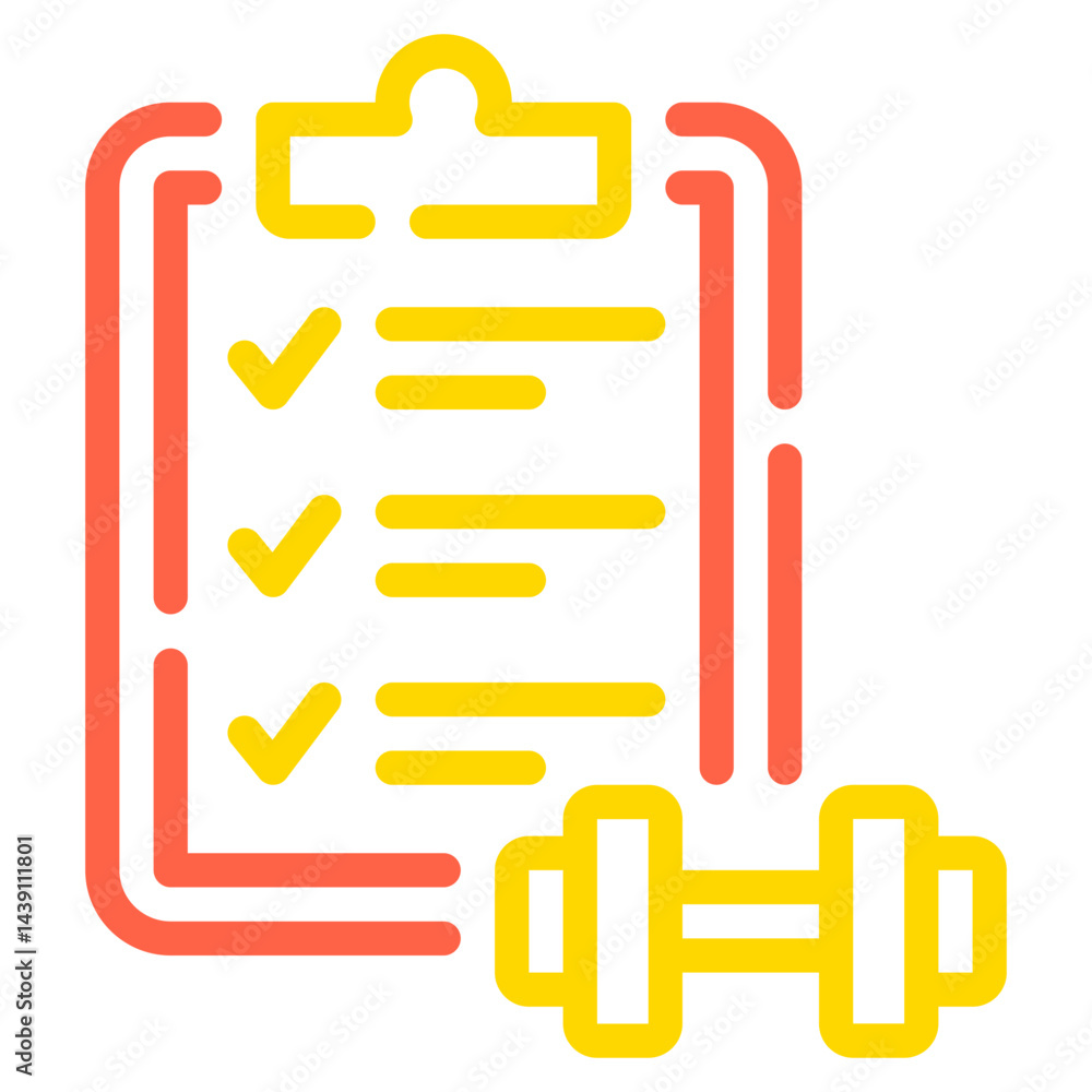 Fitness Checklist and Dumbbell Icon Fitness Checklist and Dumbbell Icon