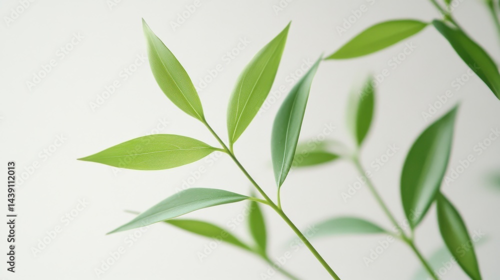 Obraz premium Fresh Green Leaves with Soft Light Background for Nature and Botanical Themes