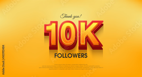 Thank you 10K followers 3d design, vector background thank you.