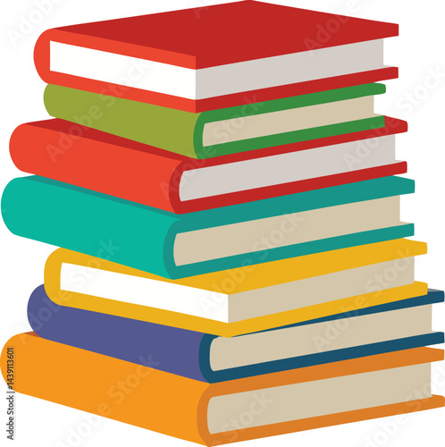 Stack of Colorful Books Vector Illustration Educational Book Icon Clipart for School and Learning