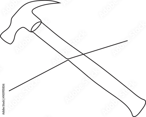 One continuous line drawing of hammer. Single line of hammer vector illustration