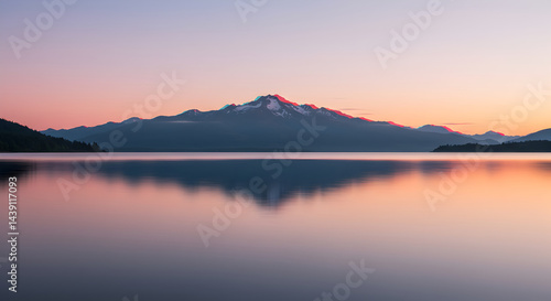 Wallpaper Mural Majestic Mountain Reflections At Tranquil Lake During Soft Pastel Sunset Torontodigital.ca