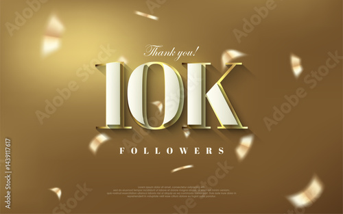 Thank you 10K followers background, shiny luxury gold design.