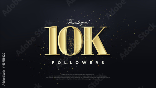 Design thank you 10K followers, in soft gold color.