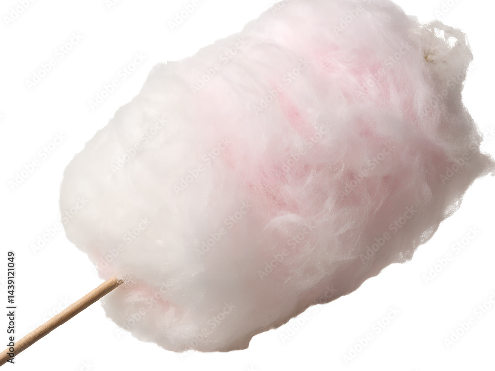 Cotton Candy on Wooden Stick Isolate on transparent background cutout, PNG file, Cutout file