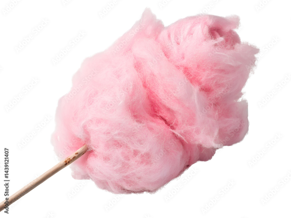 Cotton Candy on Wooden Stick Isolate on transparent background cutout, PNG file, Cutout file