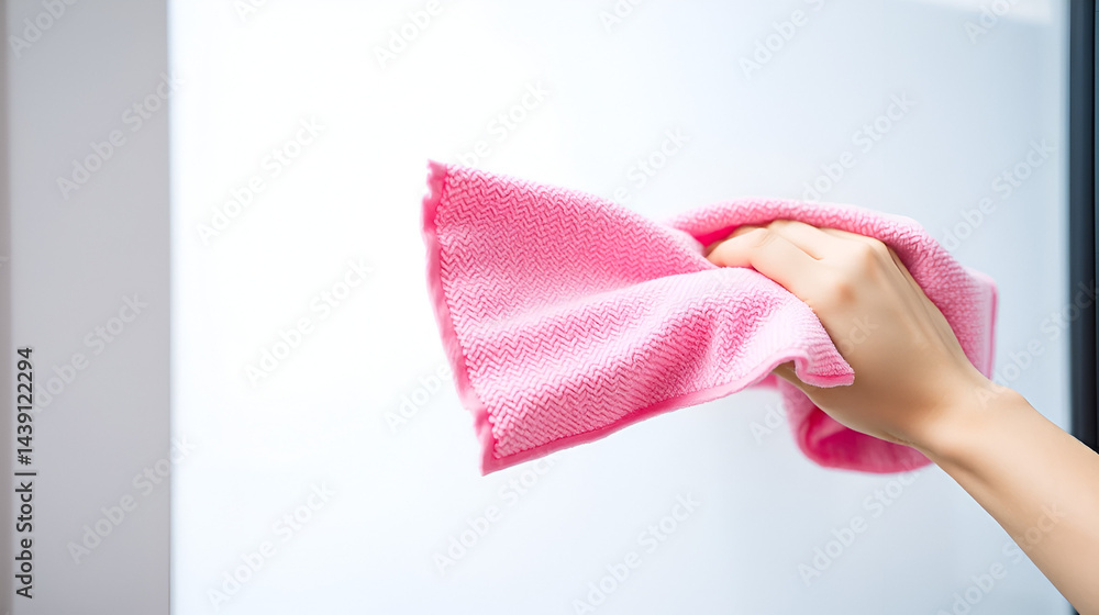 Pink rag for cleaning window isolated on white background. Pink rag for cleaning window isolated on white background.