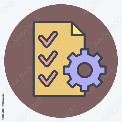 Icon Contract Management. related to Audit symbol. color mate style. design editable