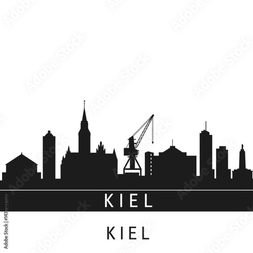 Kiel Germany Skyline Silhouette Cityscape.