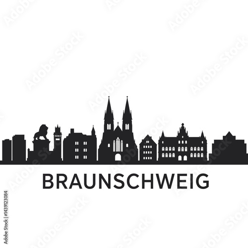 Braunschweig Skyline Silhouette Vector with Germany.