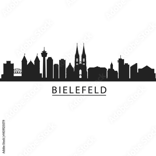Bielefeld Skyline Silhouette with Germany, and Cityscape.