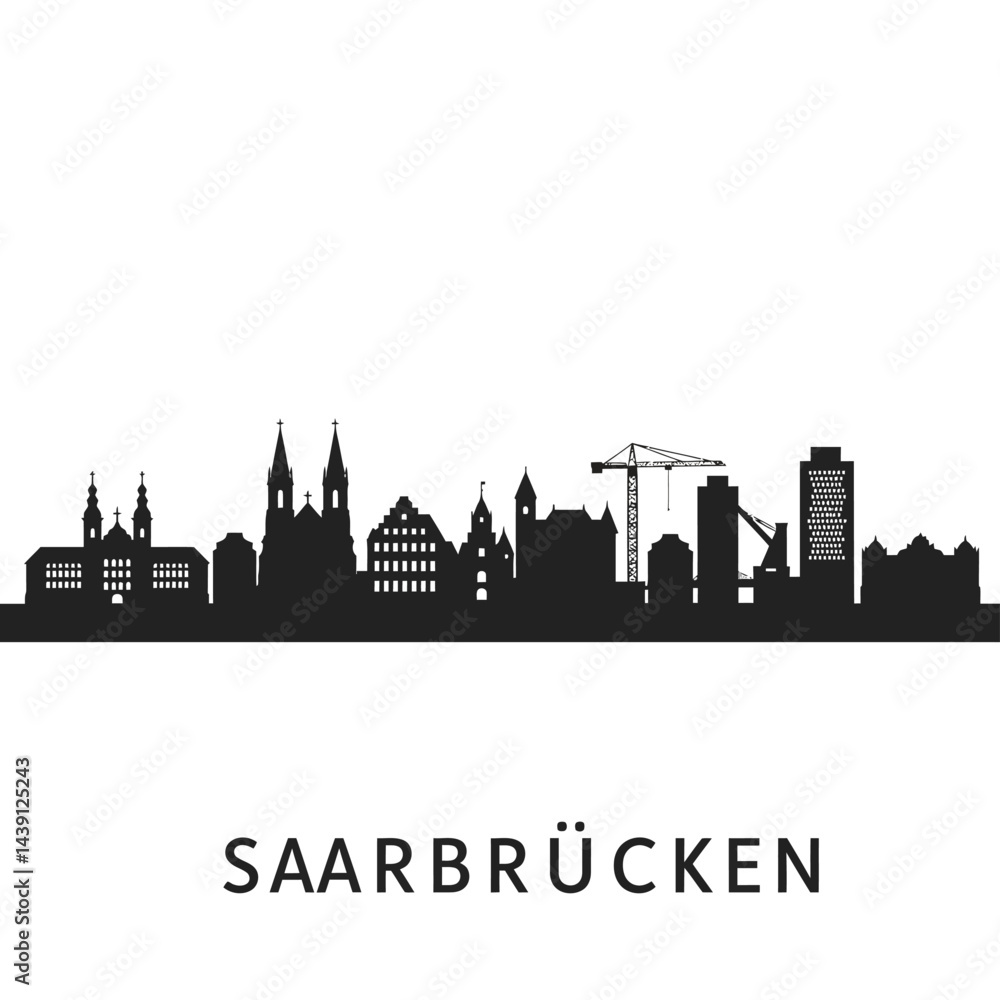 Fototapeta premium Saarbrcken Skyline with Cityscape, and Black Silhouette.