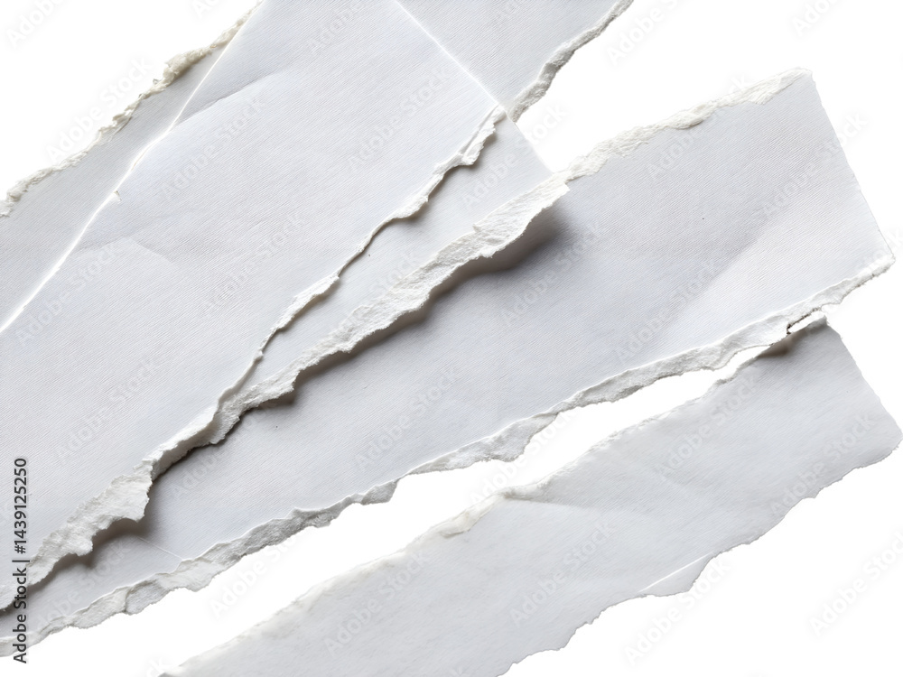 Torn Blank Sheet of Lined Paper Isolate on transparent background cutout, PNG file, Cutout file